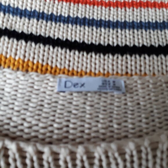DEX Sweater - Sz. Med. - Ivory with horizontal striping. - Picture 4 of 4